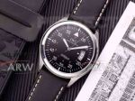 Perfect Replica IWC Ingenieur Stainless Steel Case Black Face Black Leather 42mm Watch